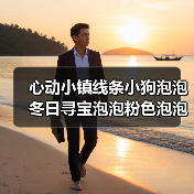 心动小镇线条小狗泡泡冬日寻宝泡泡粉色泡泡